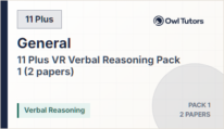 11 Plus VR Verbal Reasoning Pack 1 (2 papers)