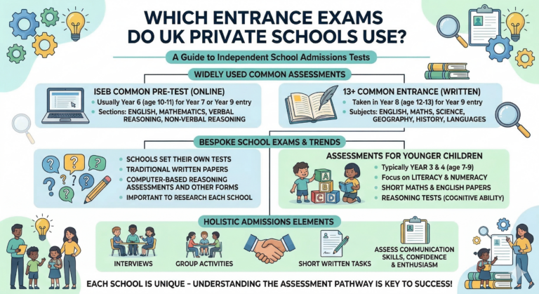 An outline of the admissions tests UK private schools may use